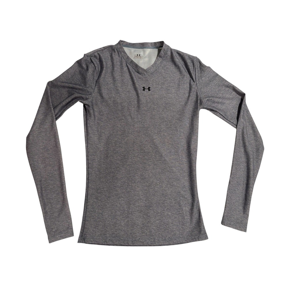 Under Armour Women's‎ Medium Gym Gray Sports V-Neck Athletic Long Sleeve Top
